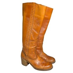 Dexter USA 7M Women's Leather Braided Accent Pull on Vintage Campus Boots 744223